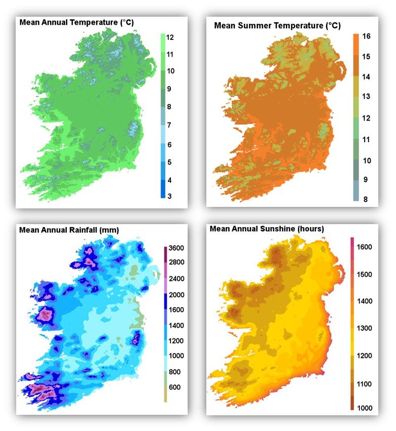 weather and climate maps for Ireland